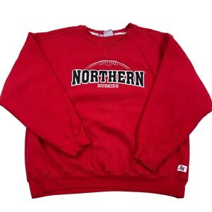 Vintage Y2K Northern Illinois Huskies Sweatshirt Men XL Red Crewneck Sewn Stitch
